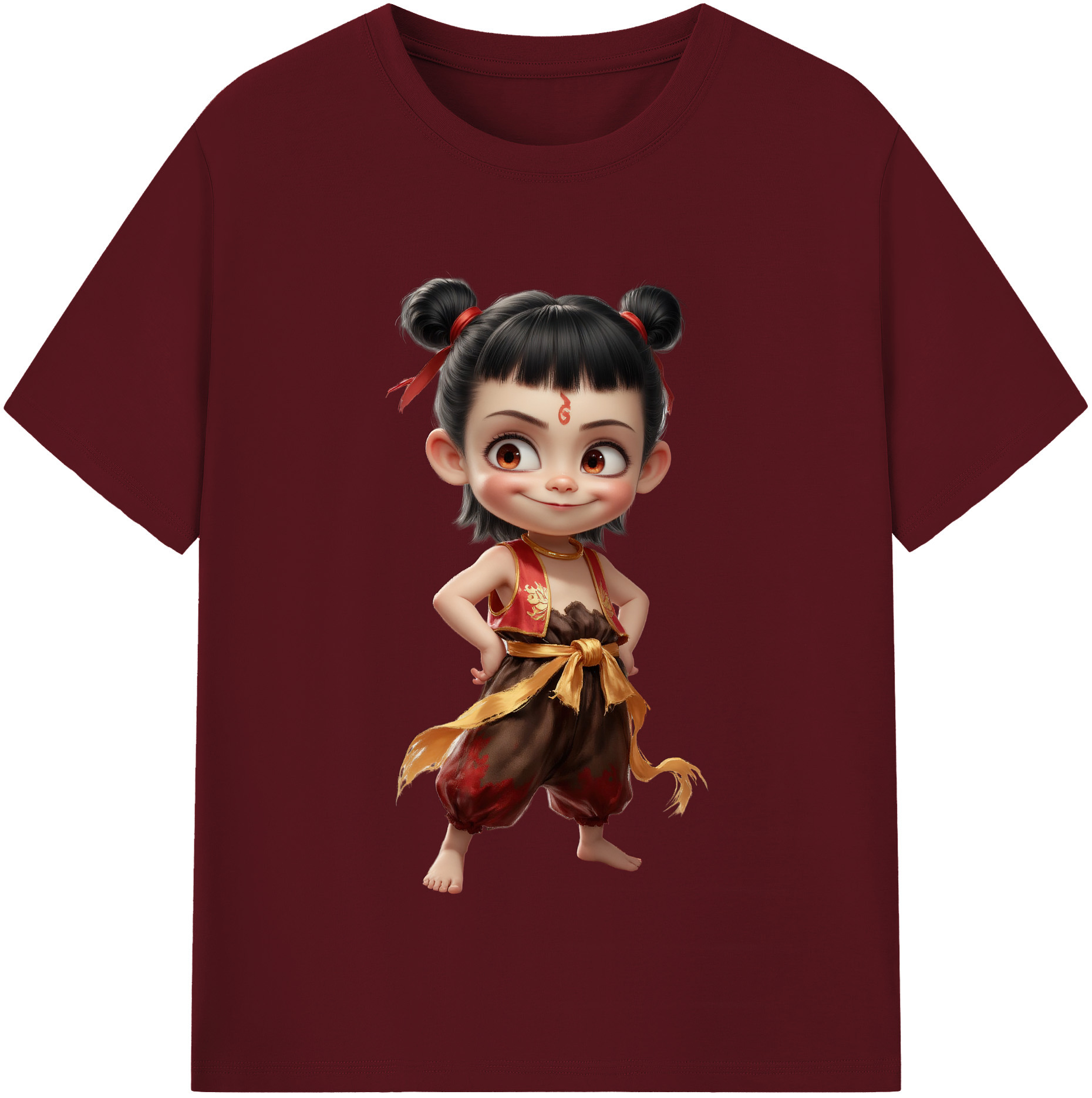 （画像用） Ne Zha 2 ナタ 魔童の大暴れ 綿100％半袖Tシャツ（フロントプリント）